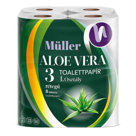 MüllerToalett WC papír 3 rétegű aloe vera illatú 8 tekercses